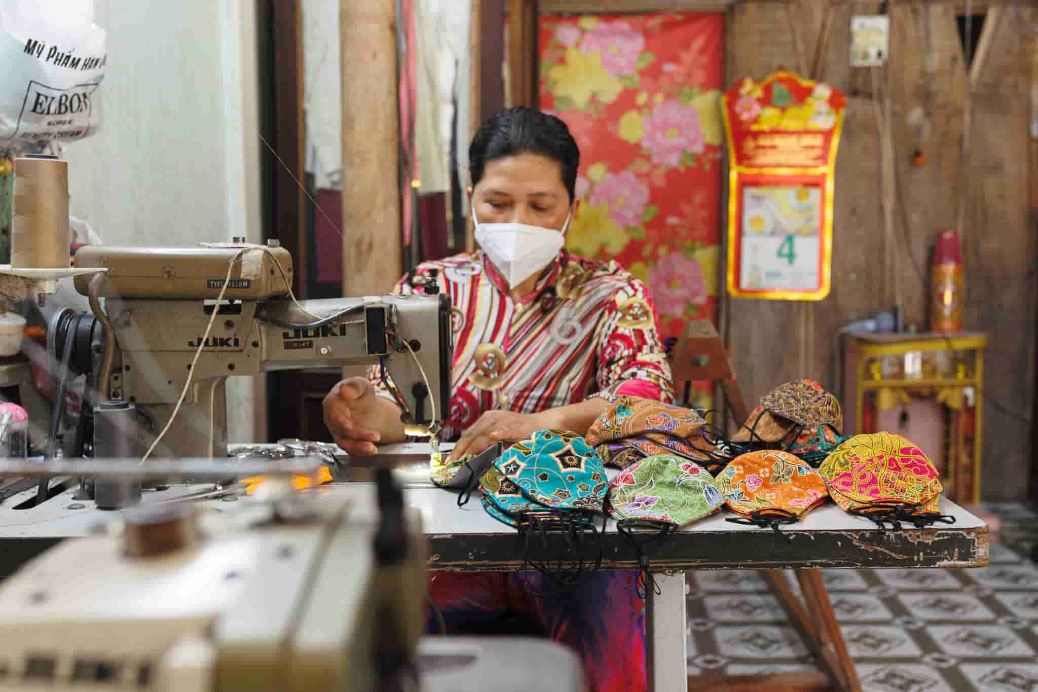 Batik-print masks became one of Mekong Quilts' bestsellers amid COVID-19. Photo by Mervin Lee